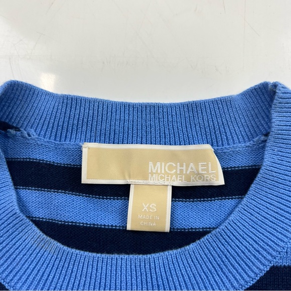 Michael Kors was blue striped crewneck blouse XS L39-12 - Picture 4 of 5